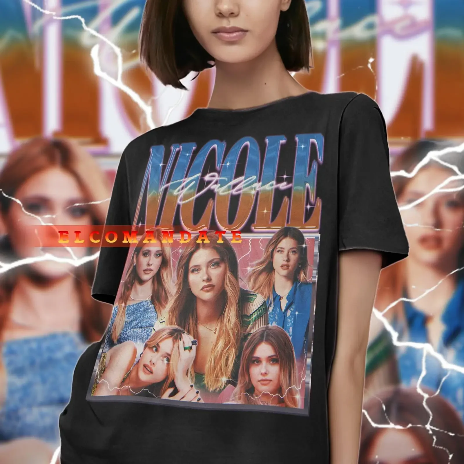 Nicole Wallace Retro 90s T Shirt Vintage Homage Actress Fans Merch Casual  Top vintage Washed Breathable Soft Stretched