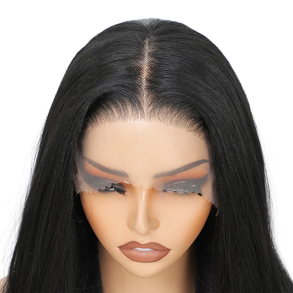 Perucas longas em camadas 13x4 perucas frontais de renda perucas de cabelo sintético com cabelo de bebê para mulheres 30 polegadas preto loiro 180 densidade