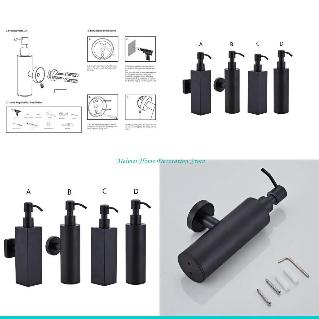 

H7BF Soap Dispensers Bathroom Shower Pump Hand Gel Dispenser Home Liquid Dispenser