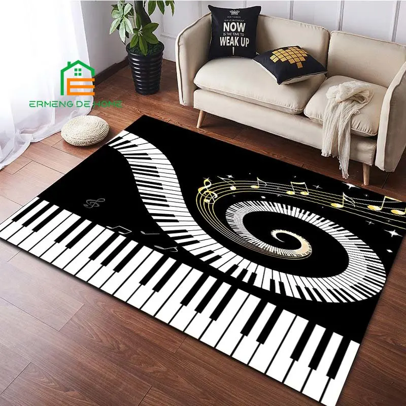 Piano Music Pattern Rug for Bedroom Living Room Carpet for Kitchen Floor Mats Home Decor Non-Slip Floor Pad Rug 15 Sizes