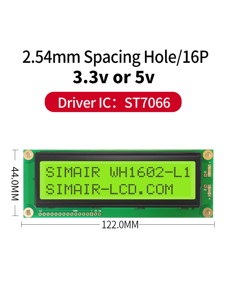 Winstar WH1602L1 16PIN STN COB 6800 Parallel 162 1602 16*2 Module Screen 5V 16x2 Big Chracter LCD Display WH1602L1-YYH-JT#