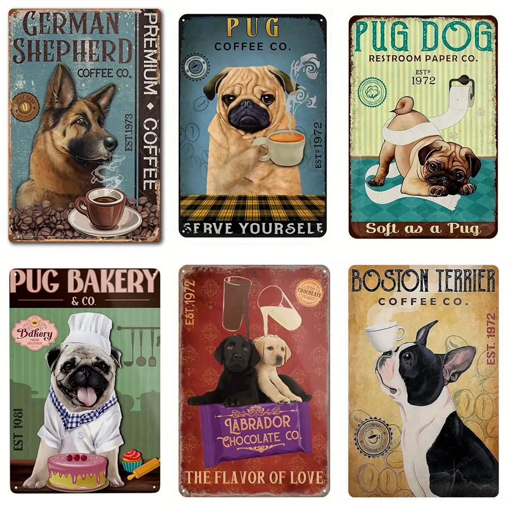 Dackel Metallblechschild, Dobermann Hund, Retro-Kunst, Yorkie, lustiges Haustierposter, Café, Küche, Zuhause, Wanddekoration, Plakette Geschenk – Detail 3