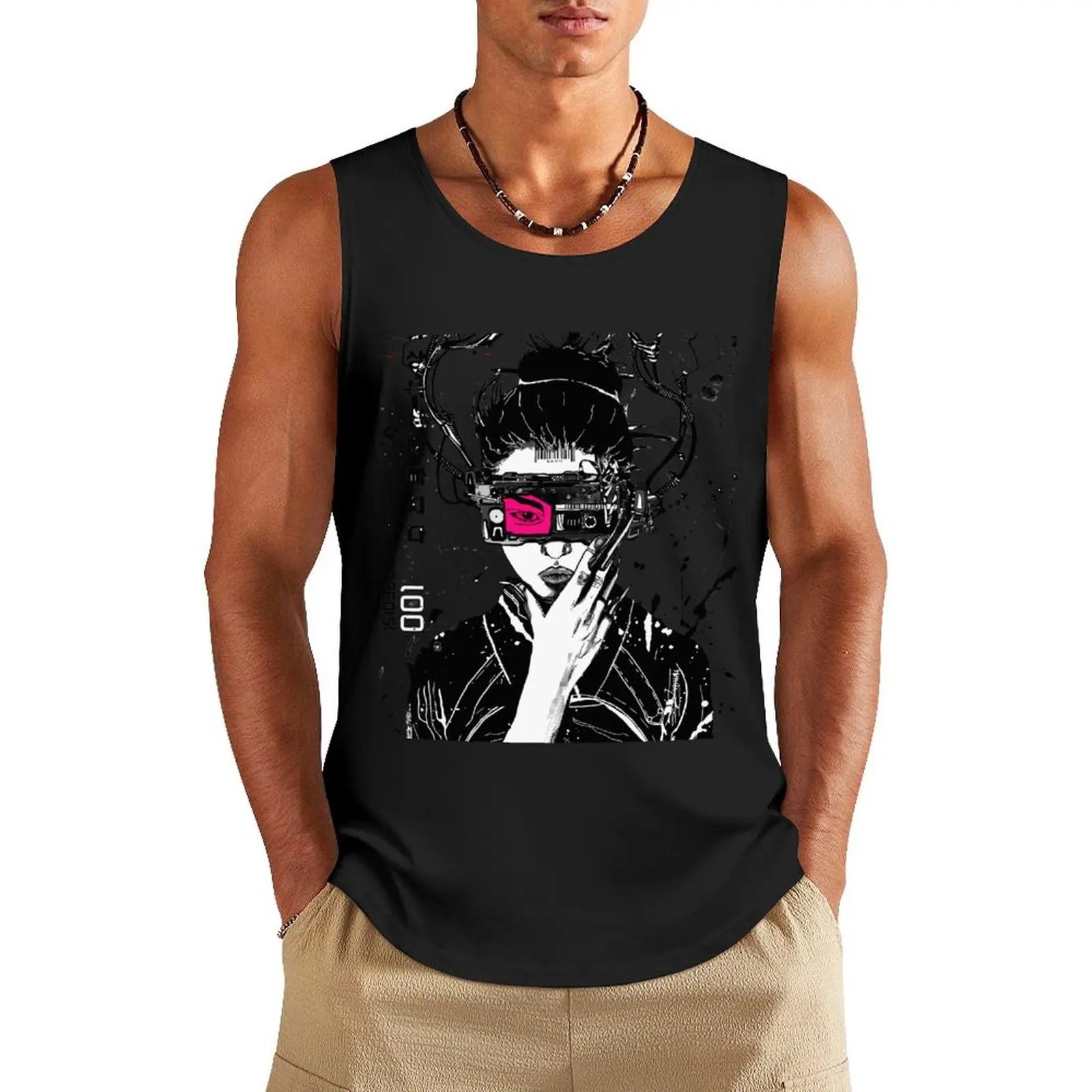 

Cyberpunk Vaporwave Modern Urban Style Tank Top Top Bodybuilding shirt cotton t-shirts man