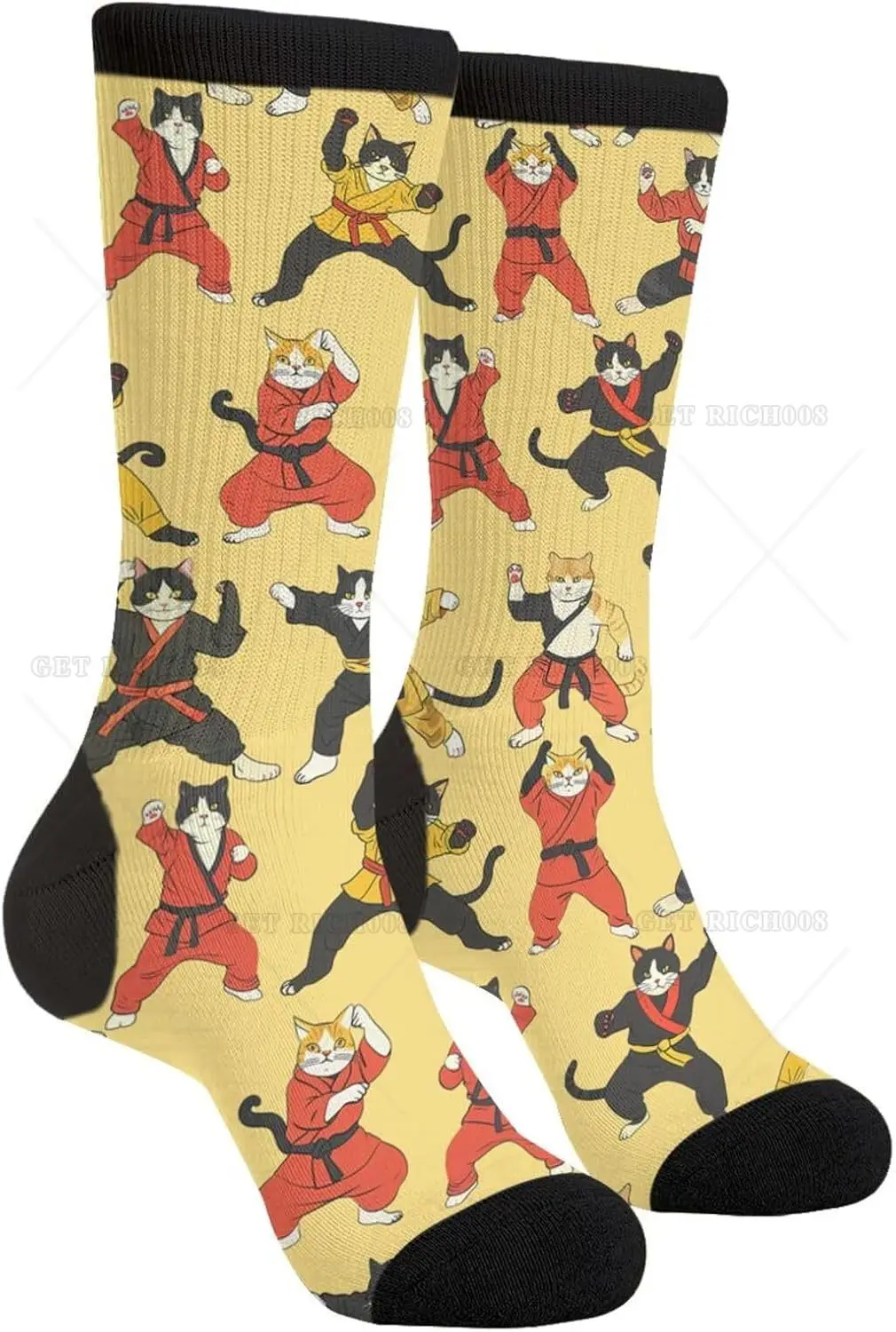 

Носки для тхэквондо с кошками кунг-фу для мужчин и женщин, забавные новые носки для экипажа, подарки