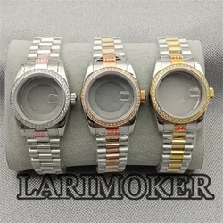 LARIMOKER 31mm Women's waterproof  Stainless Steel Strap Sapphire Glass Silver Diamond Index Case  Fit NH05 NH06 Movement