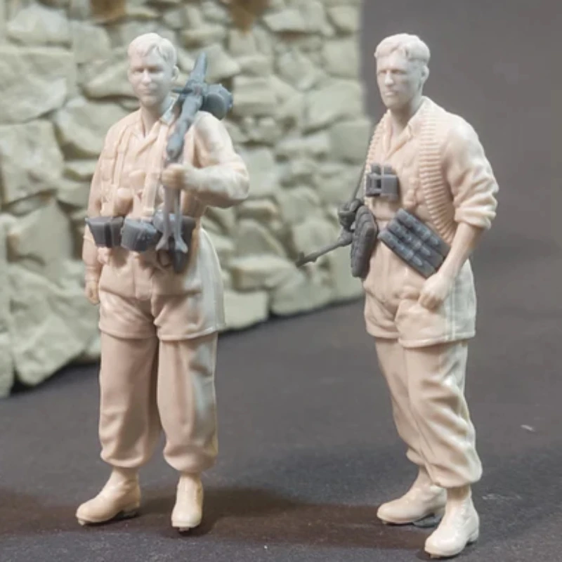 

1/35 Scale Die-Cast Resin Figure Model Kit WWII German Paratrooper Machine Gunner Set 2 Figures Unassembled and Unpainted