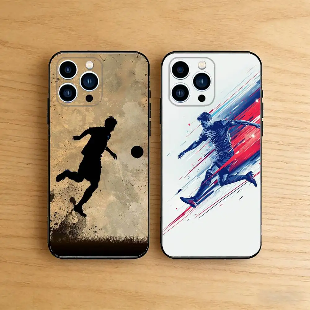 

Soccer Silhouette Case For iPhone 17 16 15 14 13 12 11 Pro Max XR XS 8 7 Plus 16E Soft Silicone Cover