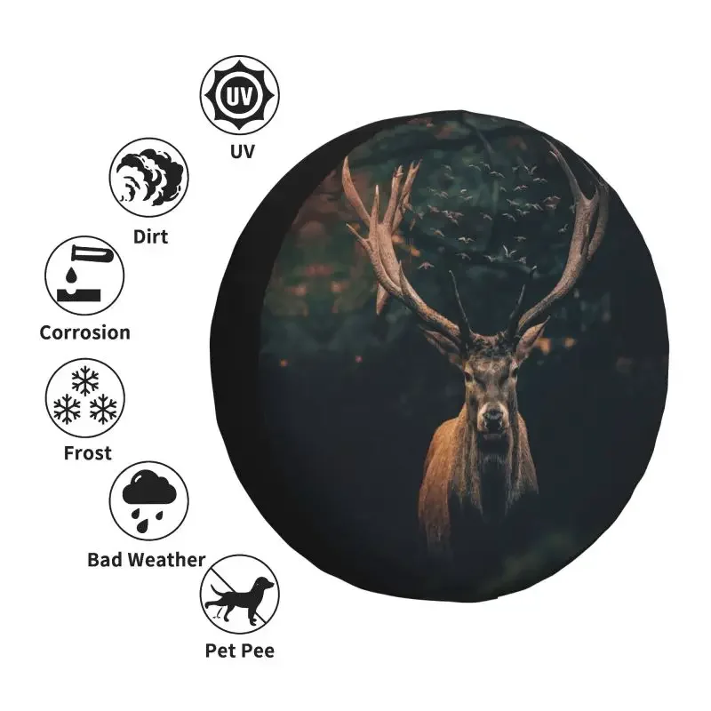 غطاء عجلة احتياطية على شكل غزال داكن لحماية إطار المقطورة 14 15 16 17 بوصة