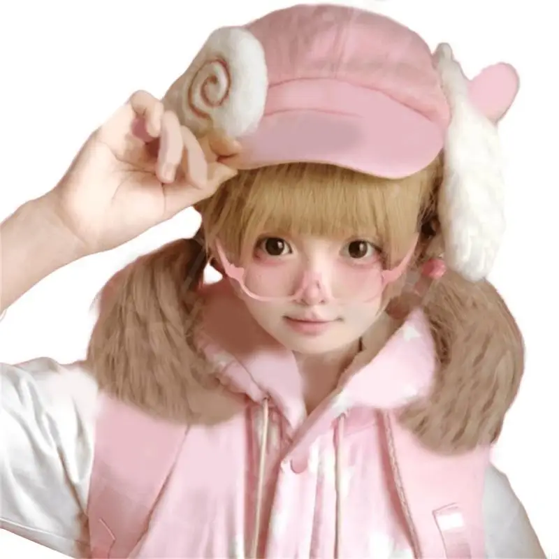 U4LE Berretto con Orecchie Pelose con Fascino Coniglio Cappello da Pittore Cappello da Cabbie Britannico per Autunno Inverno