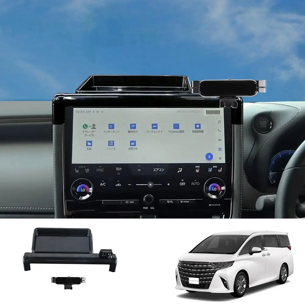 

For Alphard 40 Series 2023+ Rhd Center Console Organizer Behind Screen Storage Box With Phone Holder Accessories D8b5
