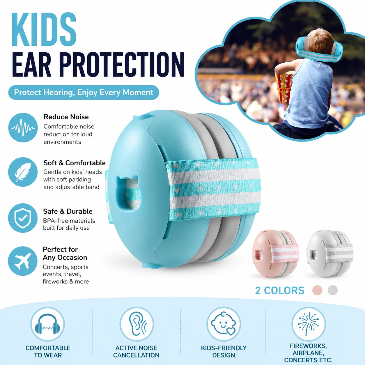 C10 Baby Ear Protection for Newborn Noise Cancelling Headphones for Babies Noise ReductionEarmufs Travel Gift