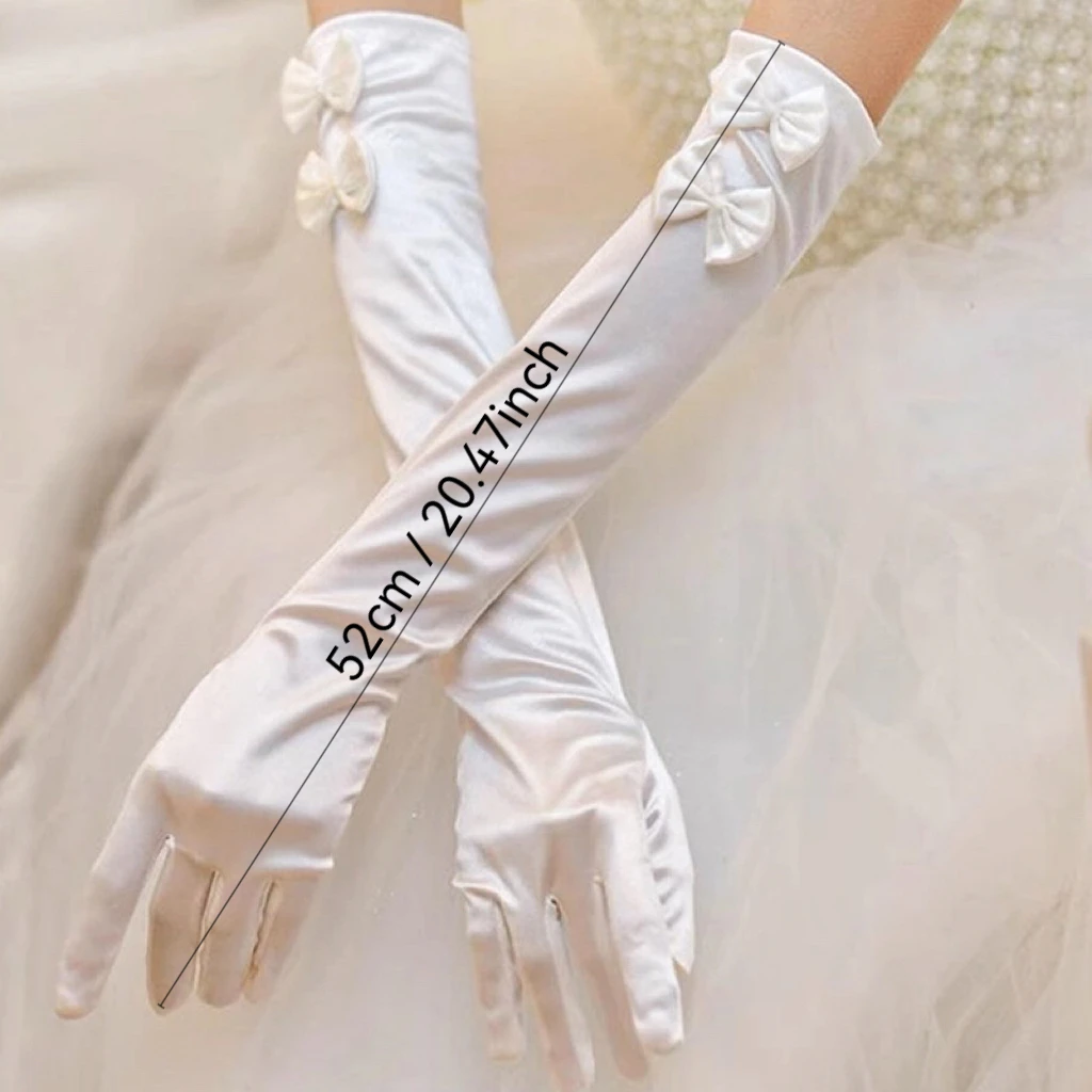 Bow Ties Silk Satin Gloves For Girls Dress Women Birthday Halloween Party Costume