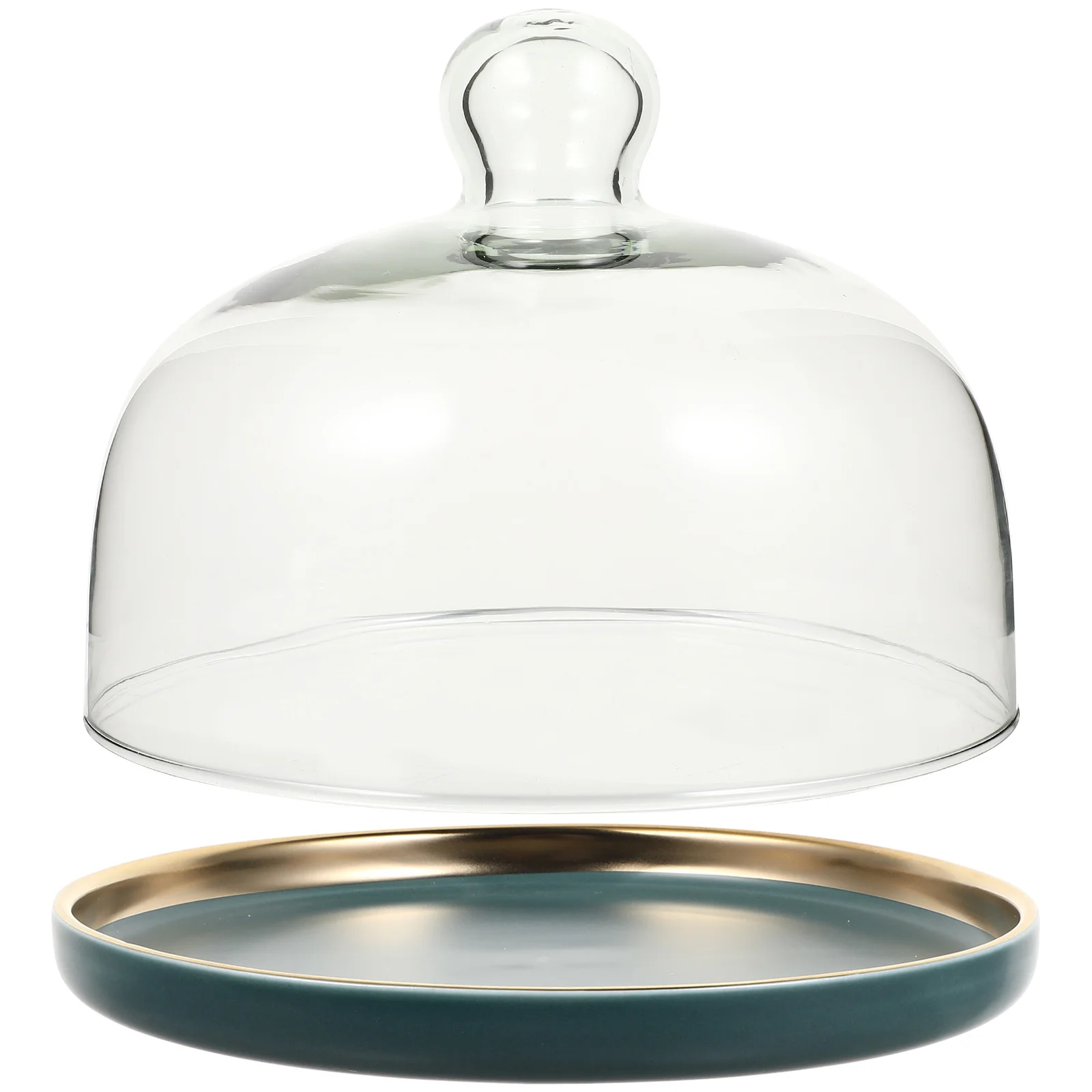 

1Set Cake Plate Ceramic Dessert Tray Glass Lid Bread Snack Serving Plate Food Storage Container Tableware Glass Lid Cake Tray