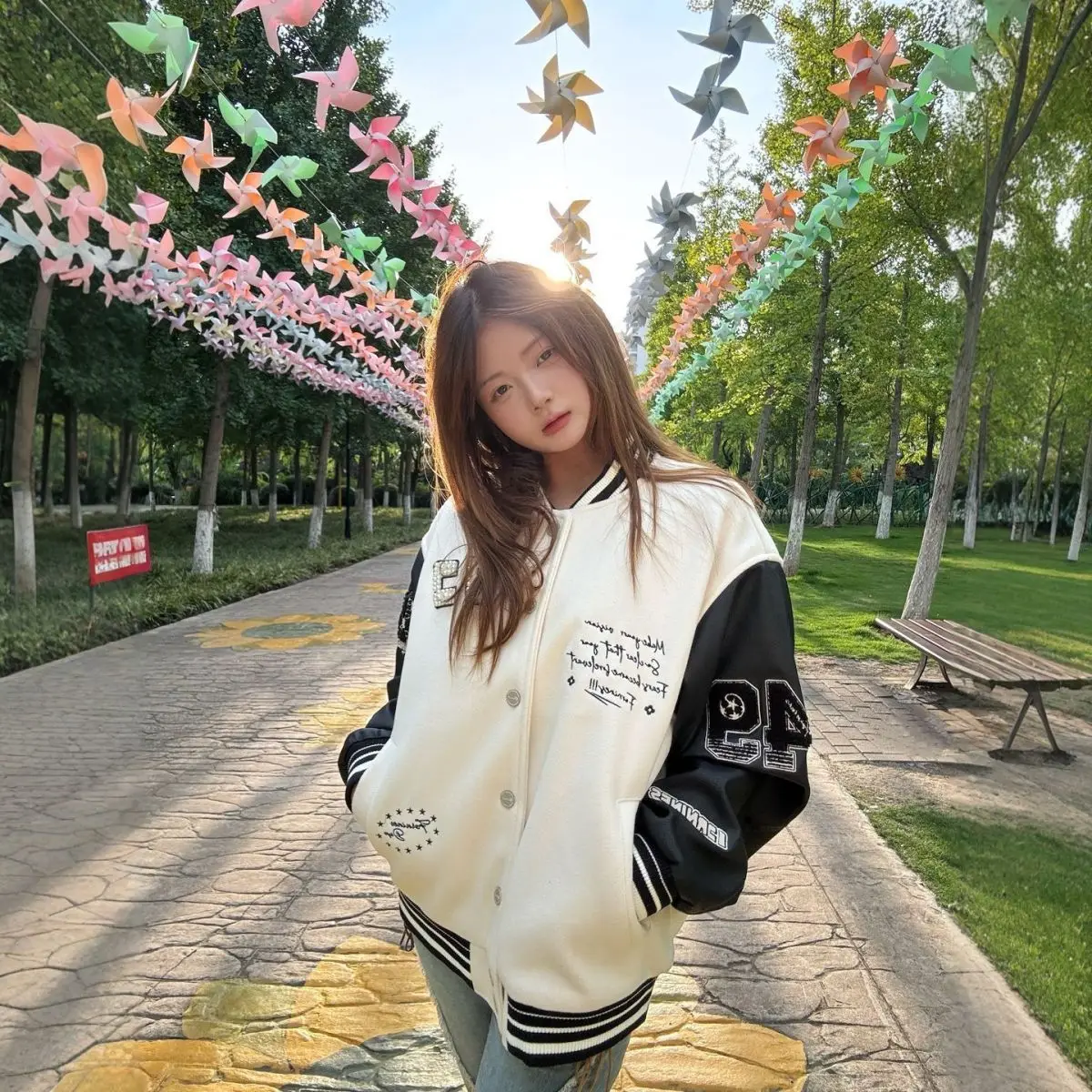 

Baseball Jackets High Quality Womens Fallwinter Artistic Holiday Rider Vintage-Inspired Hip-Hop Zipper Kawaii Classic OL