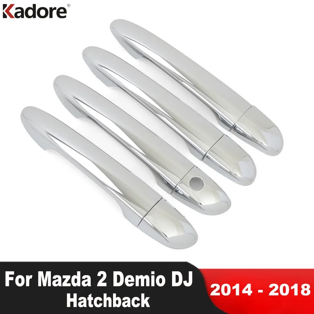 For Mazda 2 Demio DJ 2014 2015 2016 2017 2018 Hatchback Chrome Car Side Door Handle Cover Trim Molding Overlay Frame Accessories