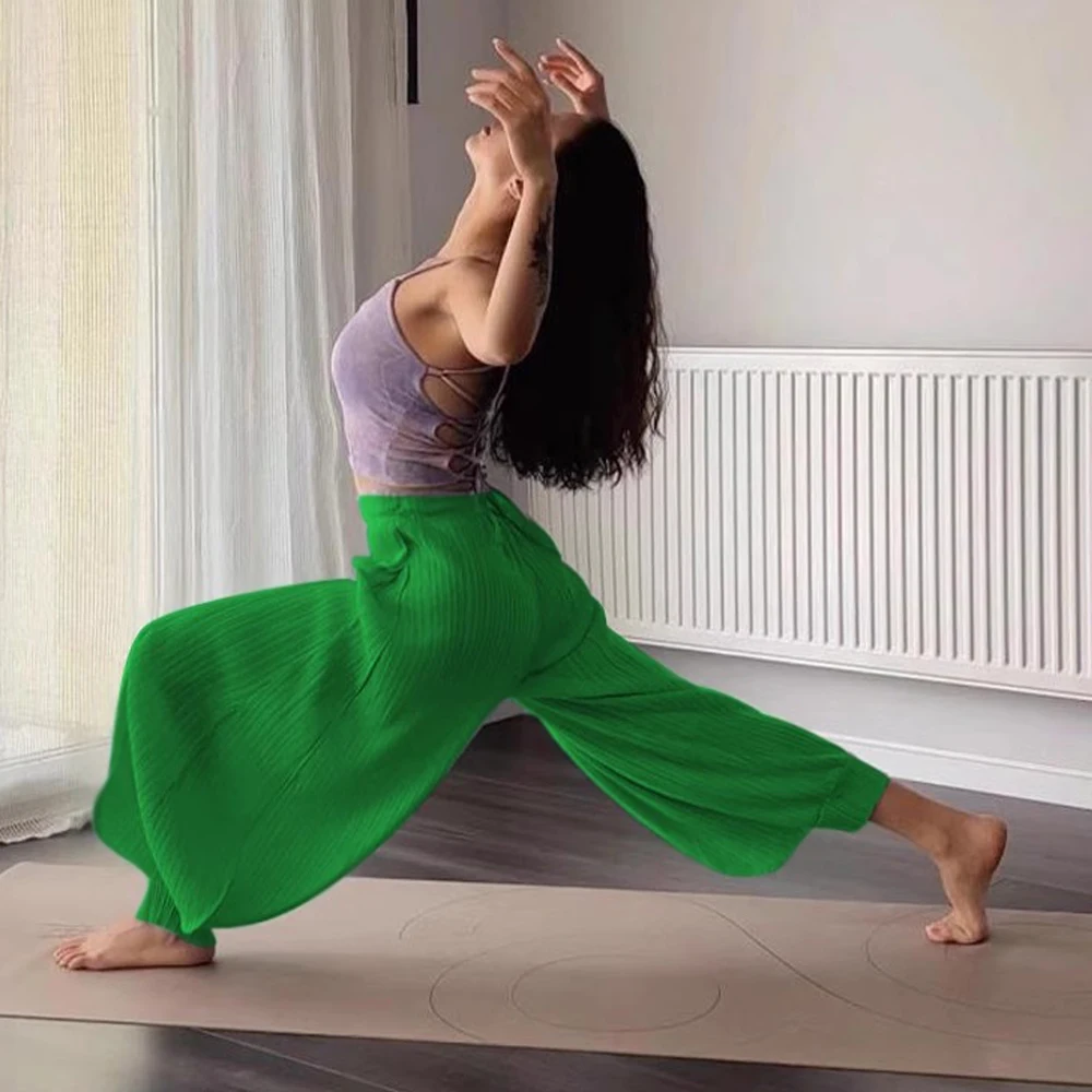 

Yoga Gym Baggy Pants Flare Fants Women Clothing High Waist Slim Sweatpants Girls Elastic Sports Trousers Modern Dance Leggings