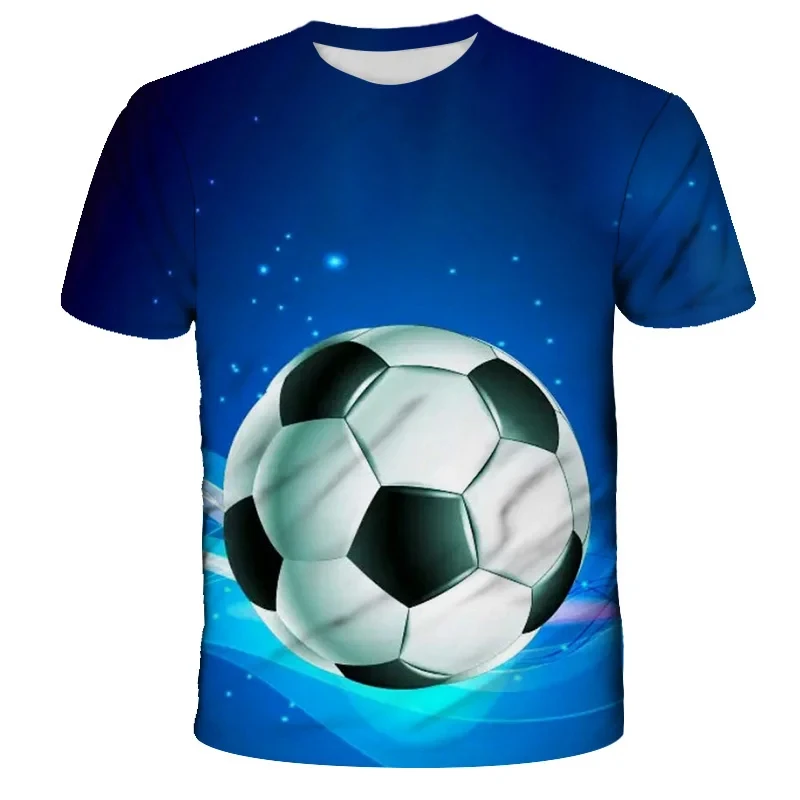 Summer New Boys Girls Fashion 3D T-Shirt Football Fire Handsome Printed Tshirt Boy Girl 4-14Y Teen Kids Soccer Children Top