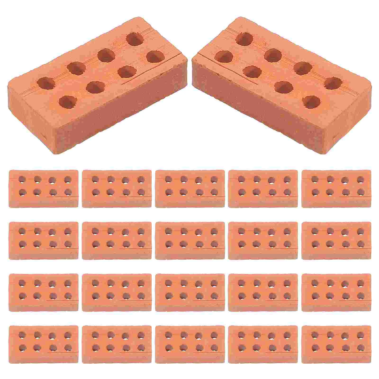 50 Pcs Building Model Bricks Mini Little Tiny Clay Red Landscaping Accessories Miniature Sand Table Decors for Template