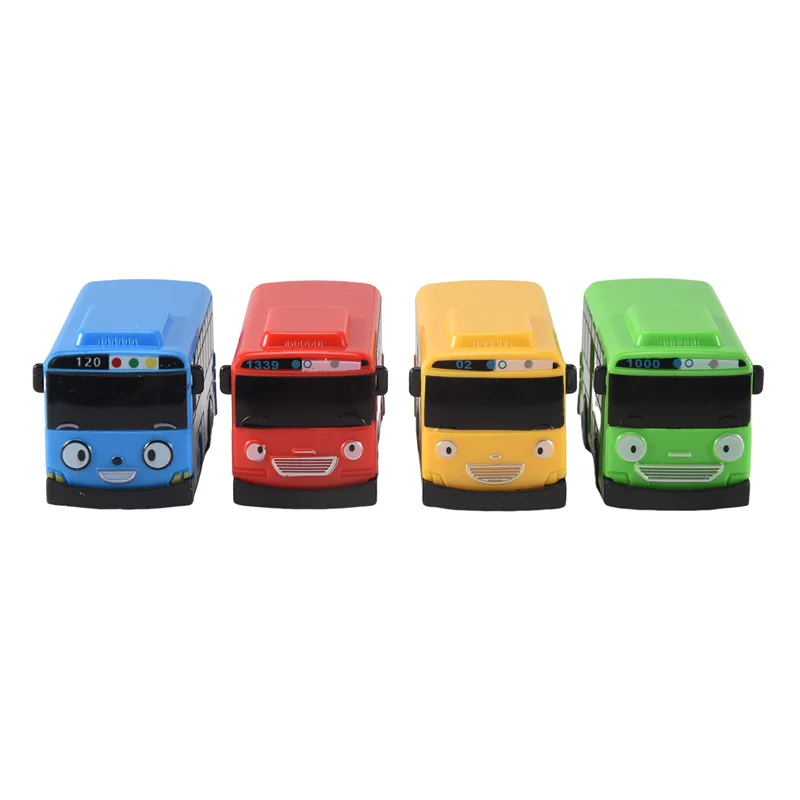 

ABXE-8Pcs Little Bus Mini Plastic Pull Back Blue Red Yellow Green Bus Car Model For Children's Gift