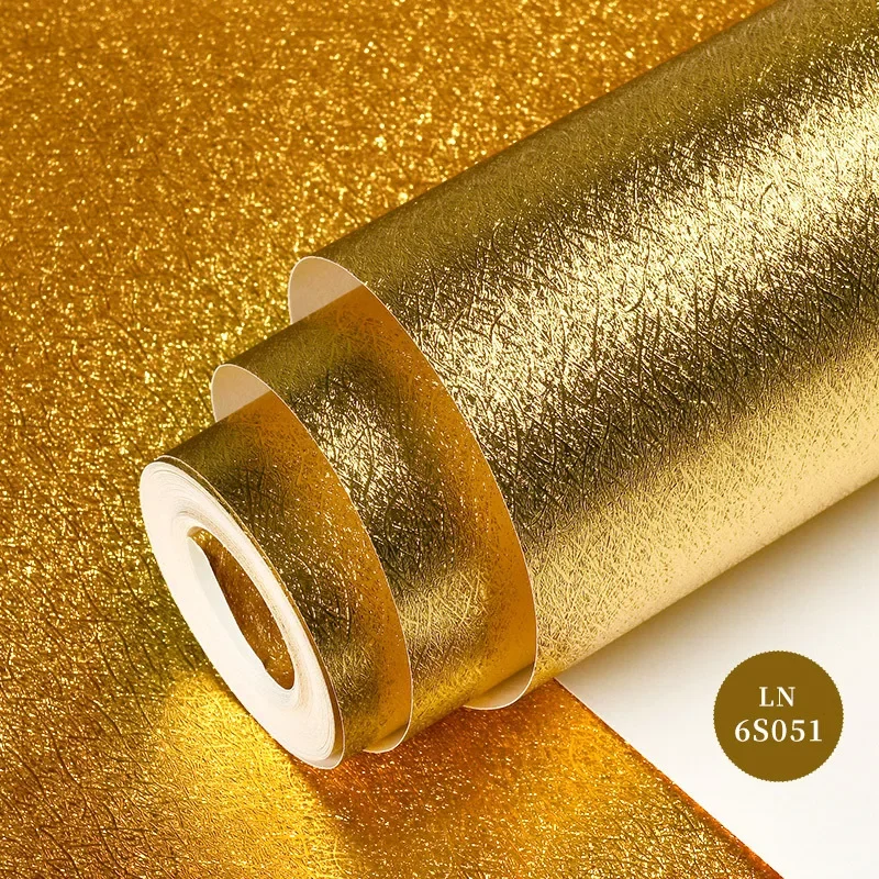 Modern Simple Matte Gold Frosted Wallpaper Gold Foil Suspended Ceiling Brushed European Flower Wallpaper Waterproof