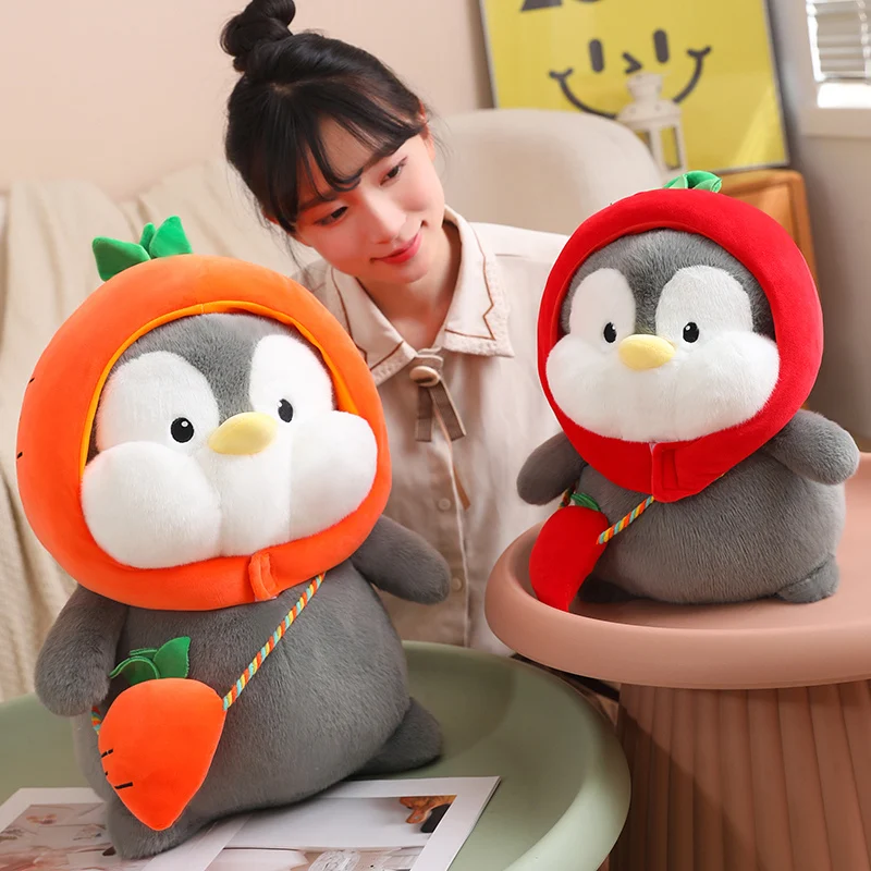 23/35/45cm divertimento creativo cartone animato Cosplay frutta pinguino anatra peluche bambola carota zucca tartaruga anatra gialla peluche decorazioni per la casa