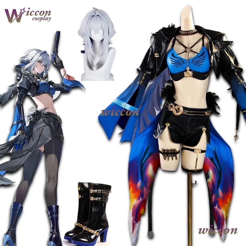 Moe Wuthering Waves Galbrena Wuwa Cosplay Angel Sexy Costume Clothes Women Halloween Party Women Coat Shorts Wig Fullset Clothes