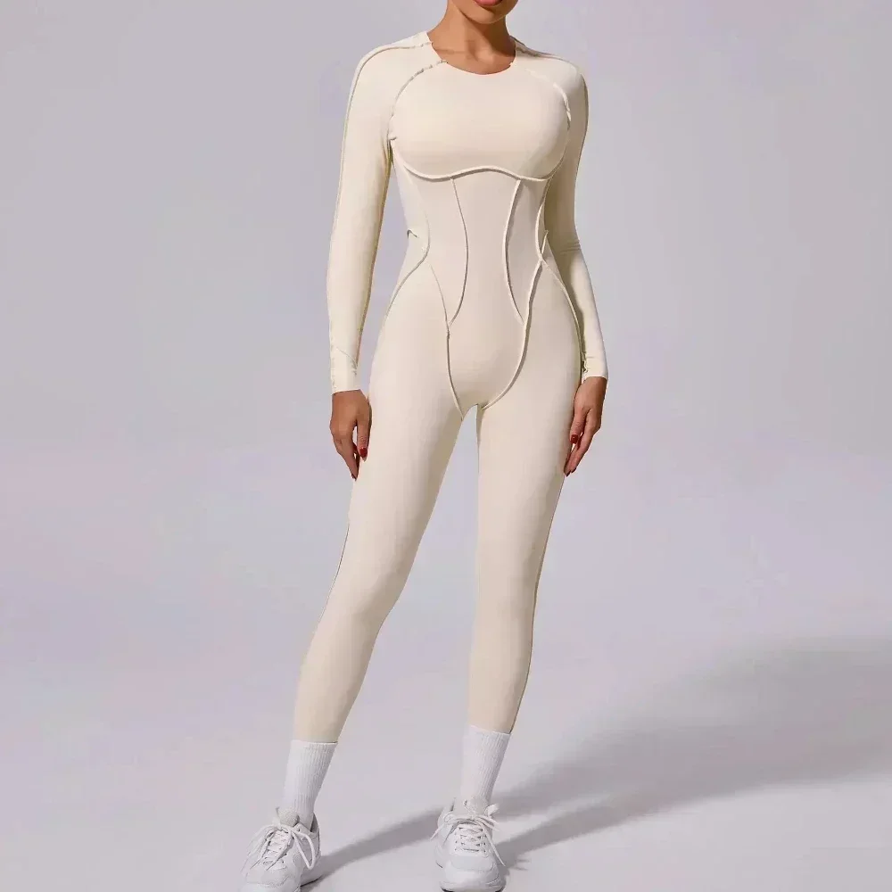 Seamless Yoga Jumpsuits Sports Hip-lifting One-Piece Backless Long-sleeved Leggings High Elasticity Gym Yoga Fitness Bodysuits