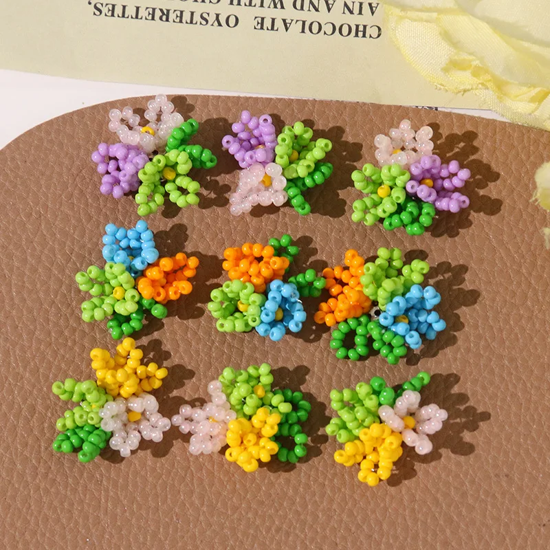 Colorful Beads Beaded Cluster Fl Button Accessory for Jewelry Making 4pcs DIY Hole Shoes Decoration Ornaments Wholesale