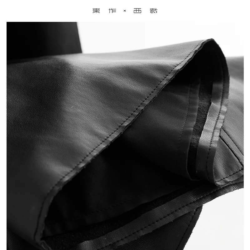 Moeiteloos cool meisje ~ mysterieuze zwarte elastische taille losse pu lederen broek, klassieke veelzijdige broek met rechte pijpen, luie stijl casual broek, nieuw voor herfst en winter 2025