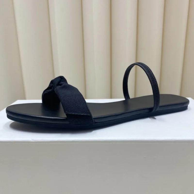 

Women's Flat Sandals French Retro Bow Strap Sandals Women Flat Bottom Simple Comfortable Casual Two Wear Cool Slippers Women