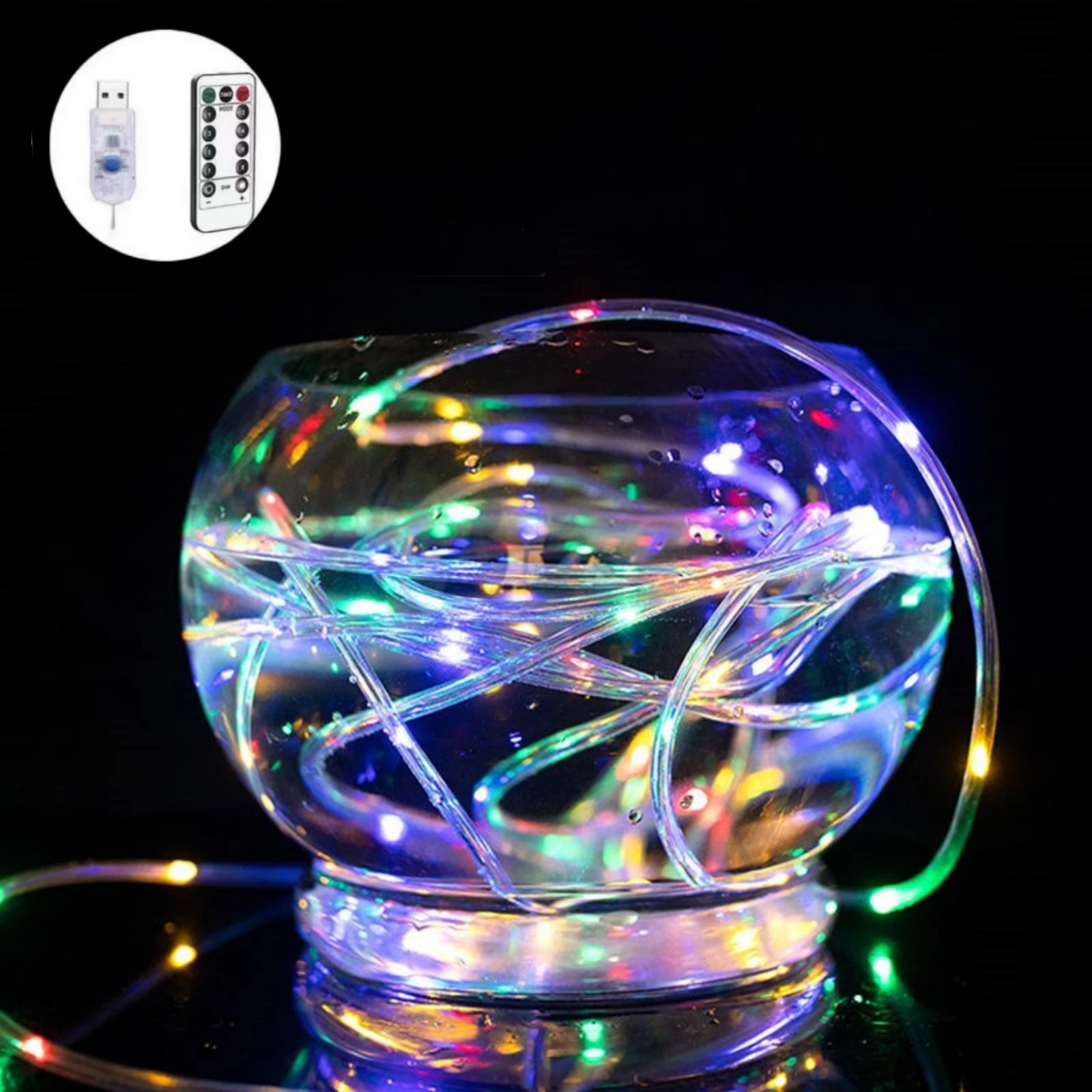 USB LED String Rope Lights Remote Control 50/100/200/300LEDs 8 Modes Waterproof String Lights for Garden Christmas Party Decor