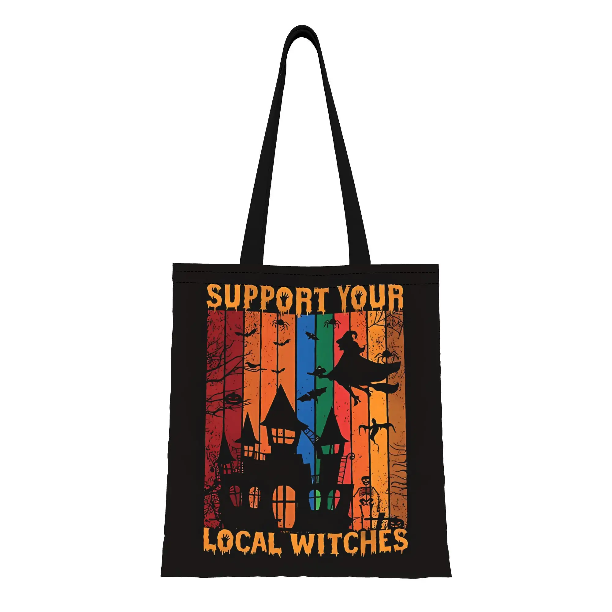 Reusable Trendy SUPPORT YOUR LOCAL WITCHES Shopping Bag Women Tote Bag Portable  Shopper Bags
