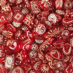 50grams Vintage Czech Lampwork Beads Red Retro Exiquite Acrylic Spacer Beads for Jewelry Making DIY Gorgeous Bracelets Necklace