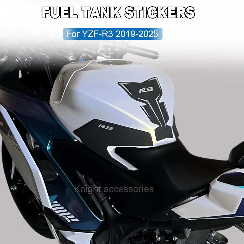 YZF R3 Tank Pad Motorcycle Accessories Fuel Tank Pad For YZF-R3 YZFR3 YZF R3 2019-2025 R3 Non-slip Side Fuel Tank Waterproof Pad