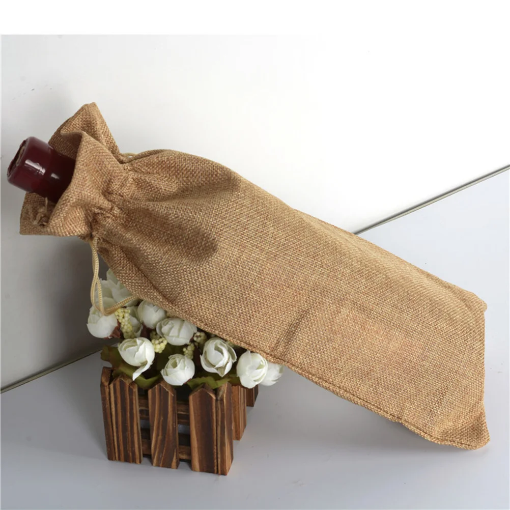 

Burlap Wine Bags Heavy Duty Lightweight Jute Drawstring Pouch for Wine Gift Giving Personalized Stenciled Bag