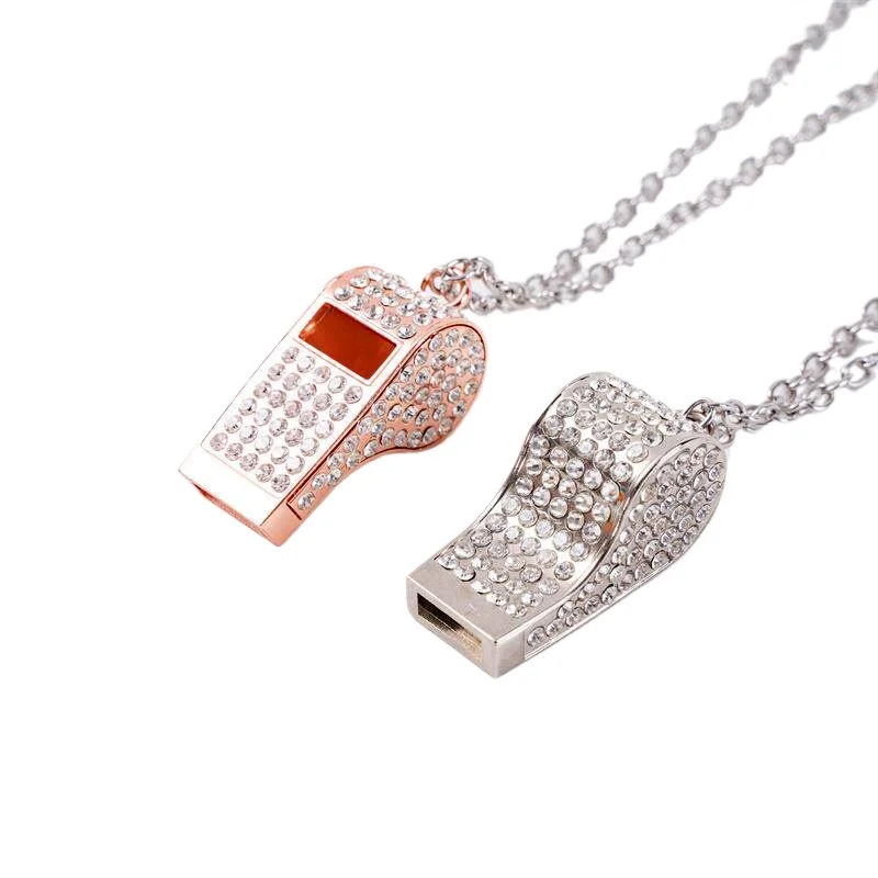 Zinc alloy metal diamond encrusted whistle couple pendant outdoor distress boat