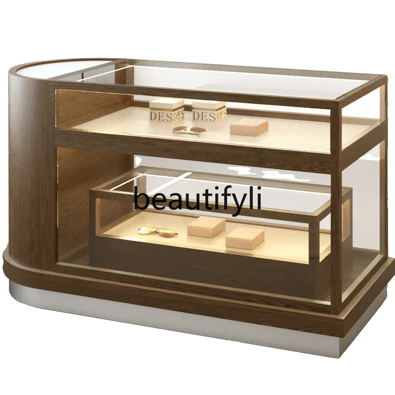 

Glass Jewelry Display Cabinet Log Wind Display Cabinet Semicircular Medieval Nakajima Tai Optical Store Watch Store Display Desk