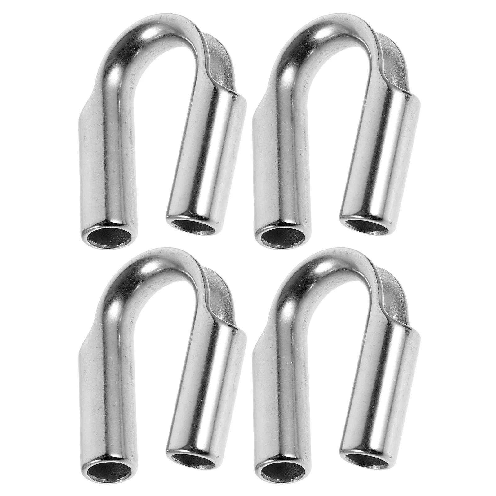 4 Pcs Stainless Steel Tubular Collar Thimble Cable Rope Wire Silver for Thimbles