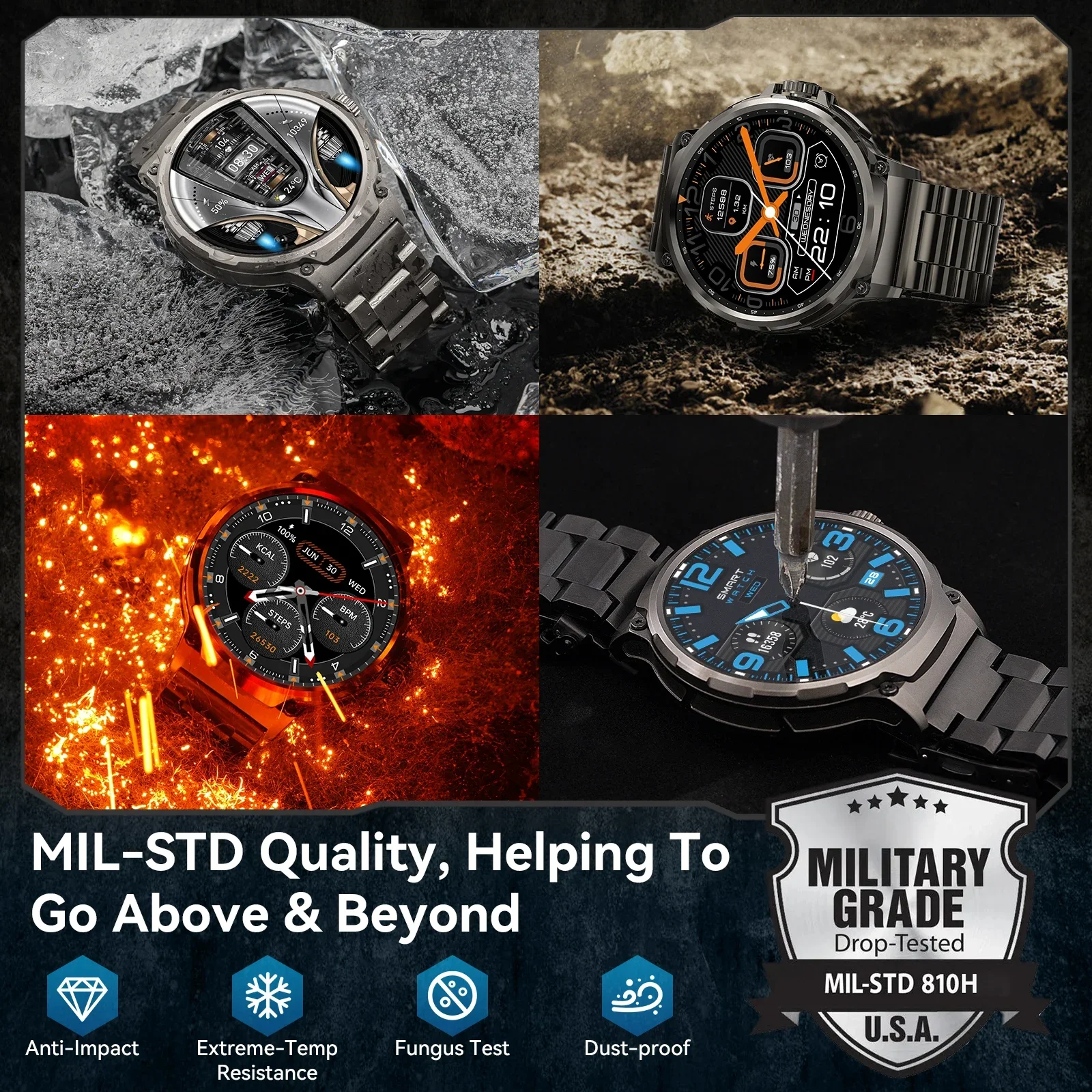 2025 New Men's Military-Quality Smart Watch - 1.85