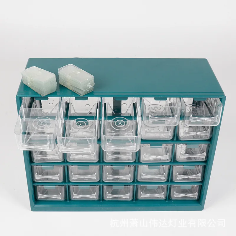 25pc Transparent Drawer Style Container Parts Box Compartmentalizable Tool Storage Cabinet Drawer Style Hardware Classification