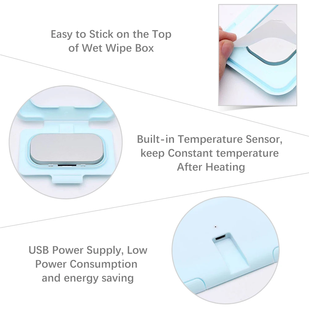 Baby Wet Wipes Heater 5V Portable USB Powered Baby Wet Wipes Warmer Heater Constant Temperature Perfect for Traveling