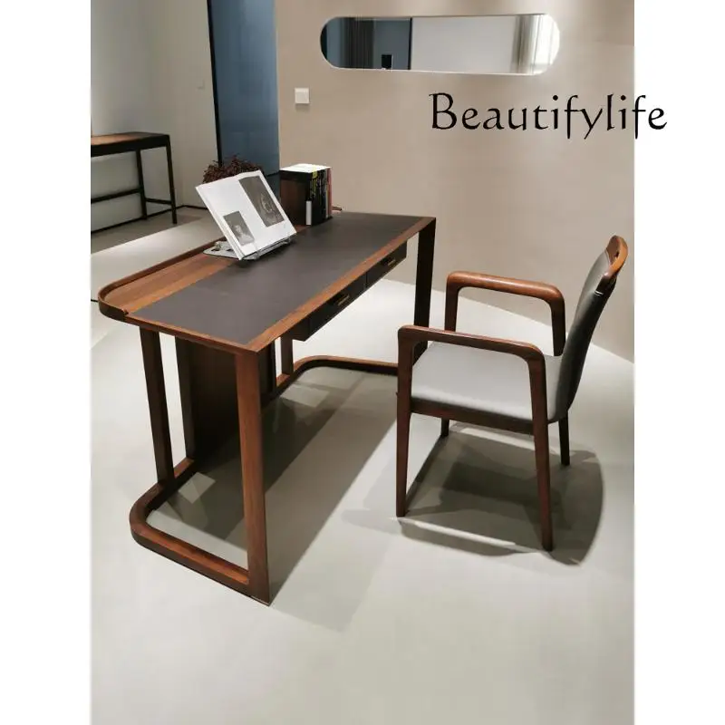 Italian Minimalist Computer Desk European Entry LUX Designer Desk Modern Small Apartment Solid Wood Desk