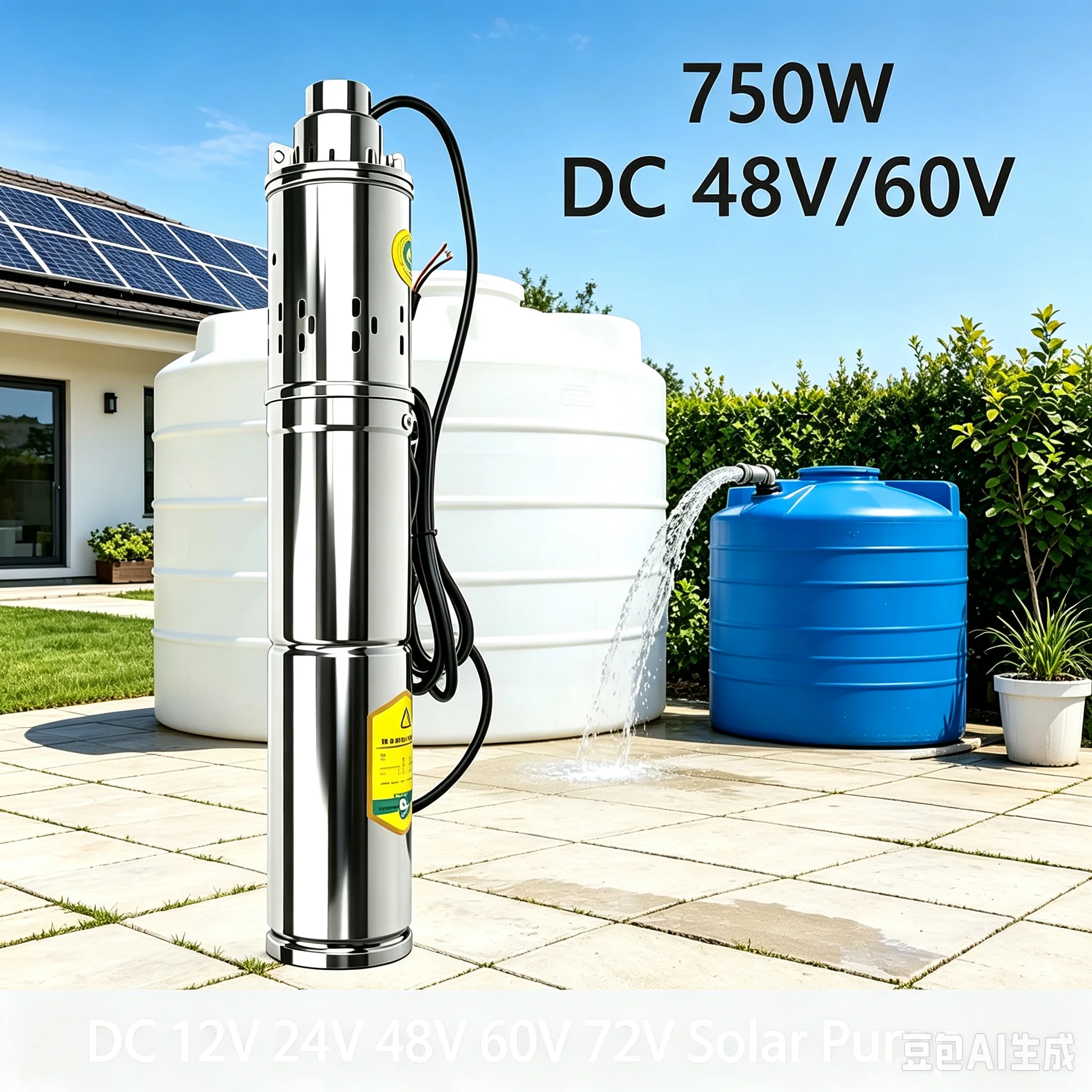 750W 370W 150W 12V-72V Solar DC Brushless Deep Well Pump Built-In MPPT Controller Solar DC Submersible Pump 2-Year Warranty
