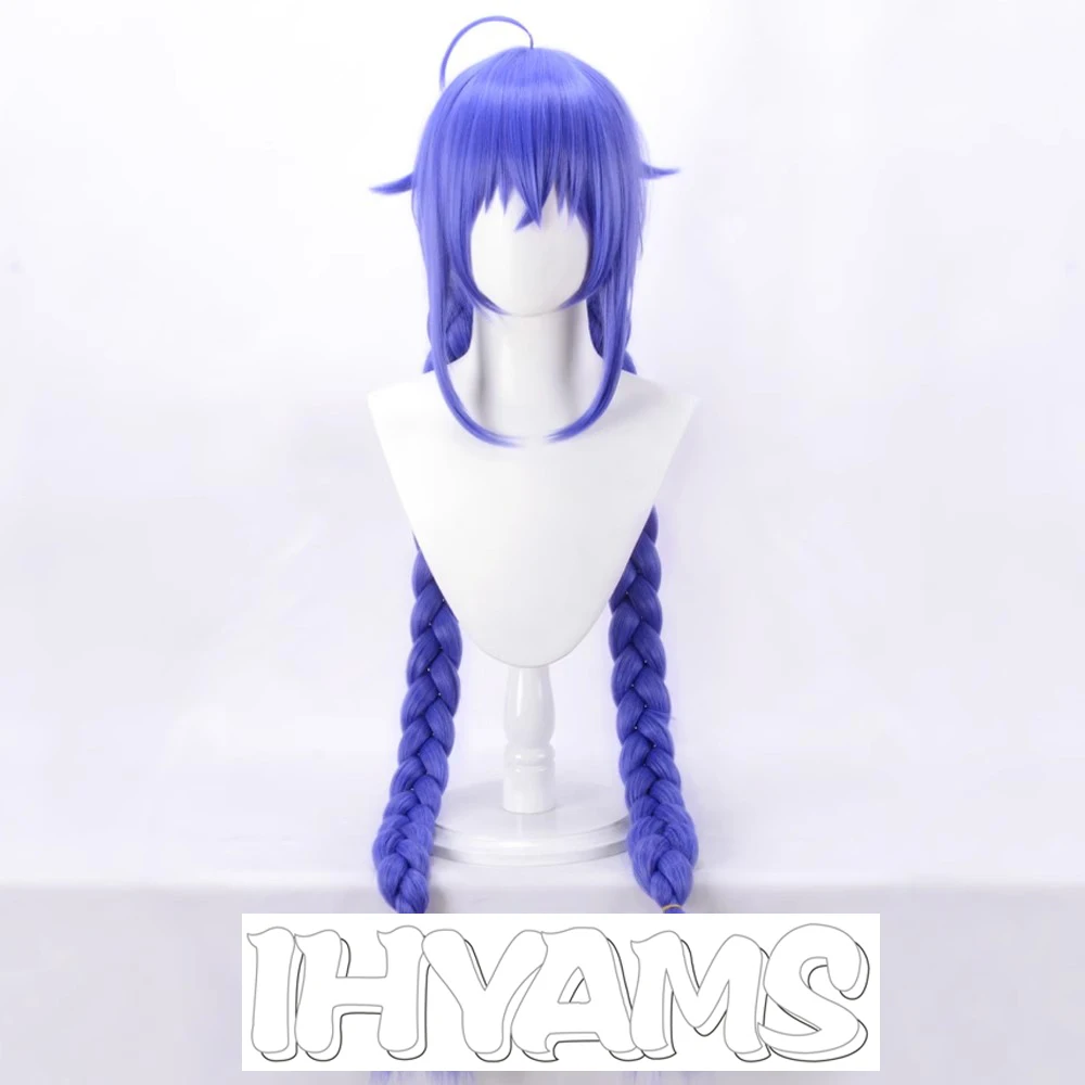 110 cm blauw paars gemengde lange dubbele vlechten Roxy pruiken hoge temperatuur vezel synthetisch haar cosplay pruiken