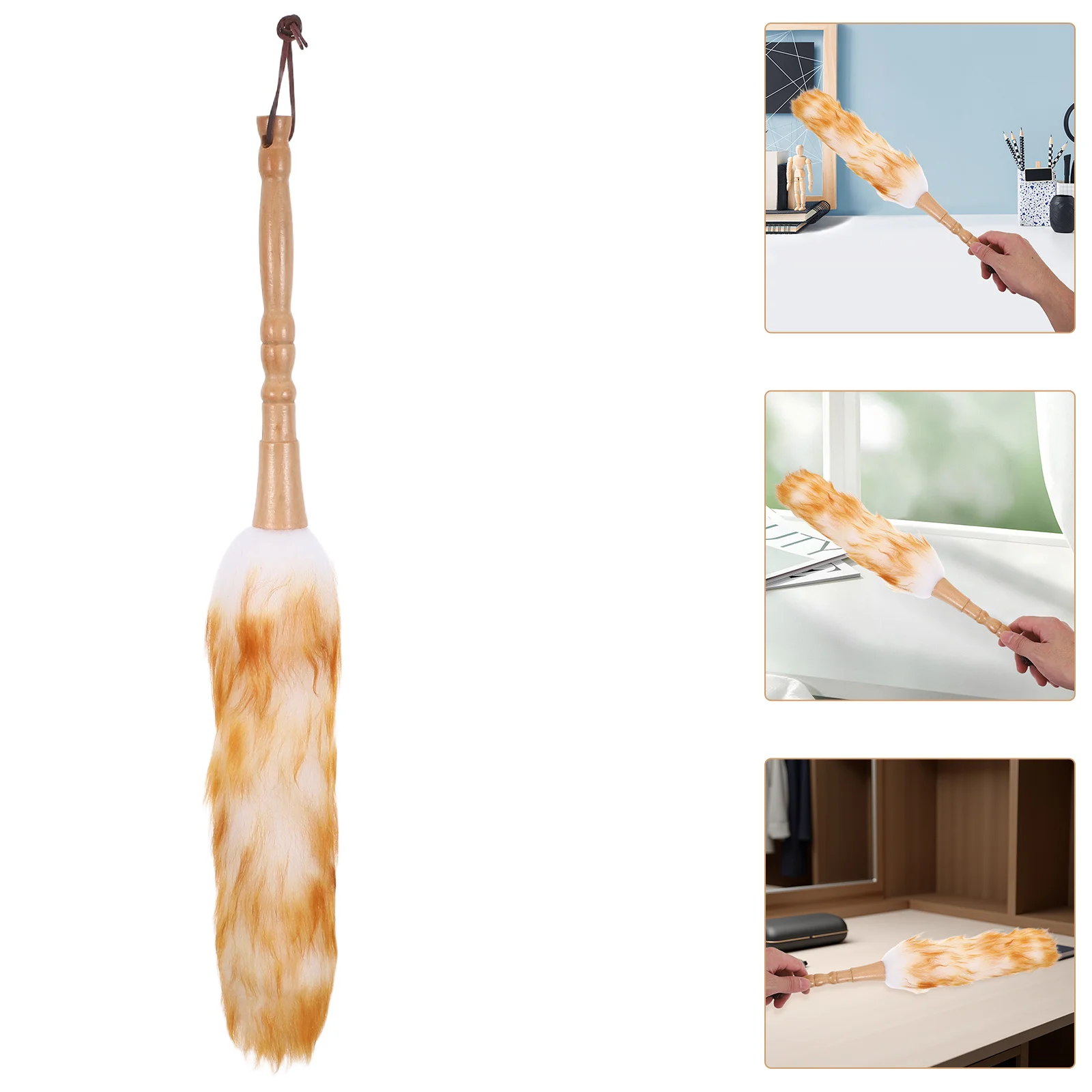 

Wool Desk Duster Natural Soft Handheld Brush Flexible Head For Office Home Car Furniture Cleaning Supplies