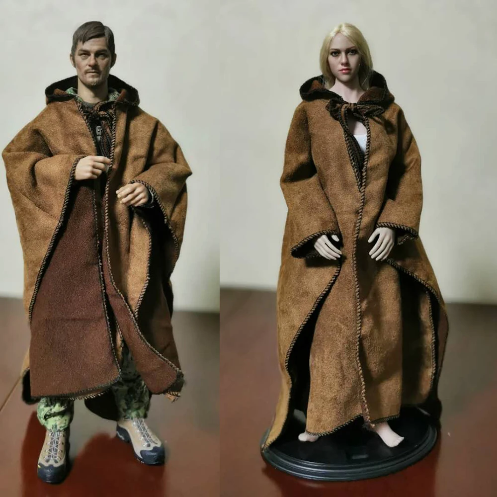 12inch Women/Men Solider Cloak Medieval Vintage Gothic Hooded Cloak Coat Halloween Cape Robe Costume For 12