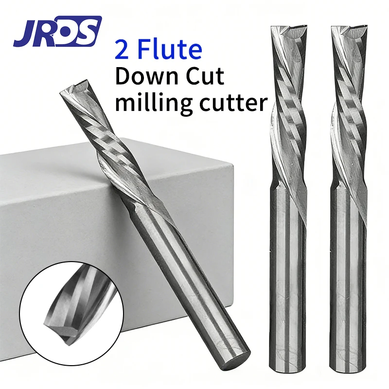 

4 6 8mm 2F Left Hand Spiral Carbide CNC Router Bit Down Cut Chip Removal Woodworking Milling Cutter for Density Board Solid Wood