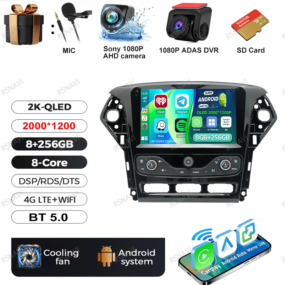 Autoradio Android 15 Voor Ford Mondeo MK4 2007-2014 DVD Viedo Speler BT 4G LTE GPS DSP Head Unit multimedia Stereo Navigatie