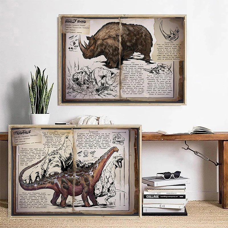 وحدات قماش تابوت بقاء تطورت صور اللوحة بقاء لعبة ديكور المنزل طباعة ديناصور المشارك غرفة المعيشة الحديثة جدار الفن #3