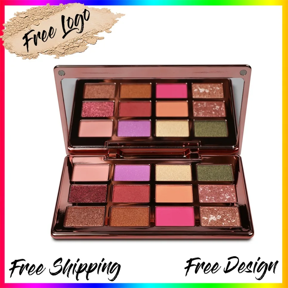 12色ミラーゴールドアイシャドウパレット、プライベートラベルカスタムロゴ、ヴィーガンメイクアップ、卸売アイシャドウ